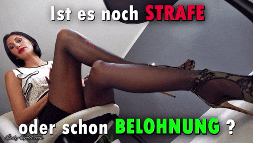 Ist es noch Strafe oder schon Belohnung? Die Faszination einer Strumpfhose zieht fast alle Männer in ihren Bann - ja, auch dich! Du bist doch einer von ihnen, oder? Immerzu schielst du auf meine langen Beine! Wie die Nylons sich eng anschmiegen, und du würdest am liebsten es ihnen gleichtun... Schon das kleine Vorschaubildchen lässt dich träumen und die Hand wandert unweigerlich in den Schritt! HALT! Zurück zur Realität, du dummer Sklavenköter! Hast du dich gut benommen? Zu spät! Deine Herrin findet immer einen Grund dich zu bestrafen! Hier mit viel Spott und Erniedrigung oder eben das genaue Gegenteil, aber das musst du schon selbst herausfinden!