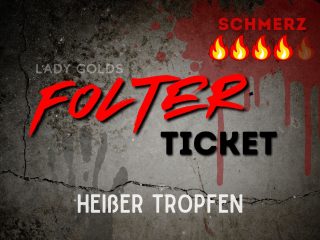 FOLTER-TICKET "Heißer Tropfen" 🔥🔥🔥🔥 Ein Folter-Ticket ist ein gnadenloser, sofortiger Befehl deiner Herrin. Du kaufst, downloadest direkt und hast für die Ausführung der Aufgabe exakt 24 Stunden. Jedes Ticket enthält: -präzise, knallharte Schmerzaufgabe (von leicht bis brutal) - Schmerzskala in 🔥 für perfekte Orientierung - Benötigte Hilfsmittel - Regeln - Klare Beweispflicht  - Harte Strafe bei Versagen oder Ausreden Kein Warten. Keine Diskussion. Keine Gnade. Sobald du gekauft hast, gehört dein Körper mir – für die Dauer der Aufgabe. Wähle das Gift: von leichten Einstiegsqualen bis zur 5-Feuer-Hölle für echte Masochisten! Zieh dein Ticket: Ein Klick. Ein Befehl. Sofortiger Schmerz. Leide und bedanke dich danach. Deine Herrin wartet schon auf deinen Beweis...